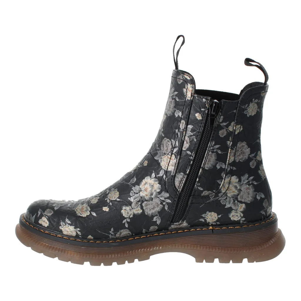 Westland 769525 Peyton 05 Ladies Black Print Vegan Side Zip Ankle Boots