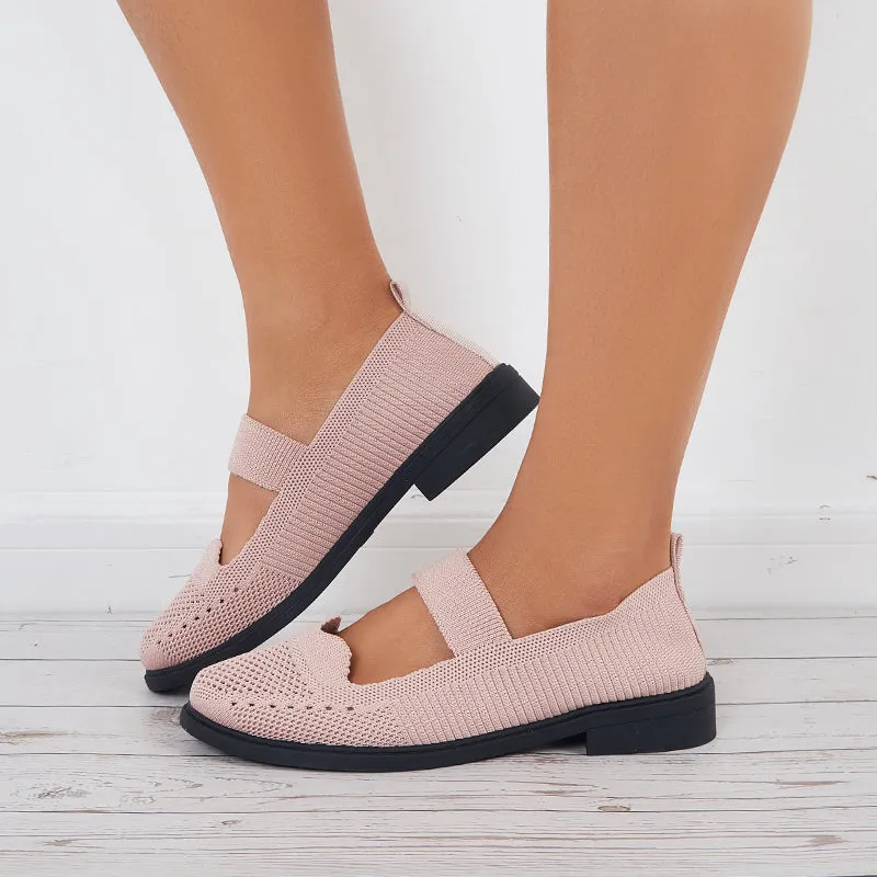 Women Knit Mary Jane Flats Breathable Loafers Comfy Walking Shoes
