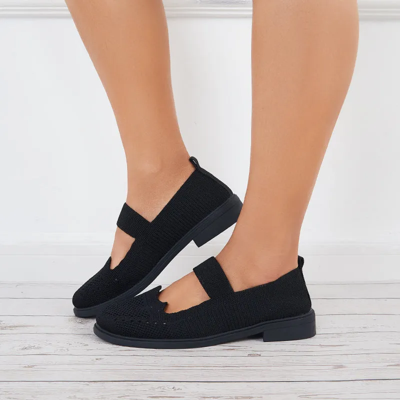 Women Knit Mary Jane Flats Breathable Loafers Comfy Walking Shoes